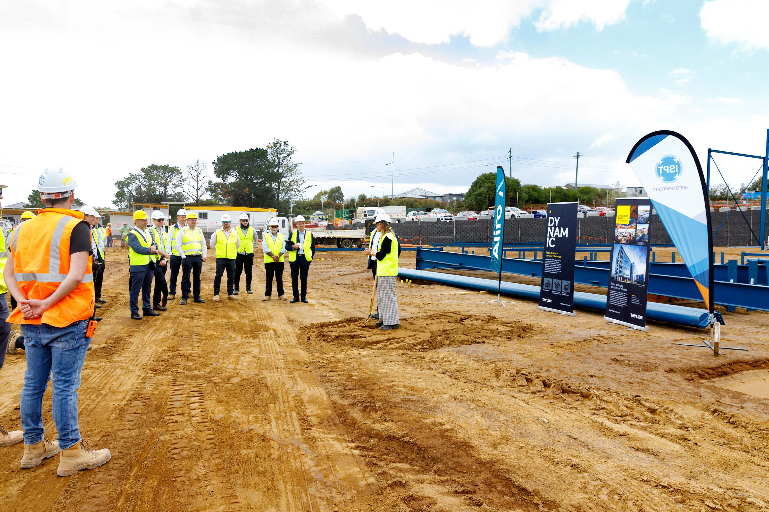 Taylor celebrates the official sod turning ceremony to mark the commencement of BUNZL, Elevation at Greystanes.
