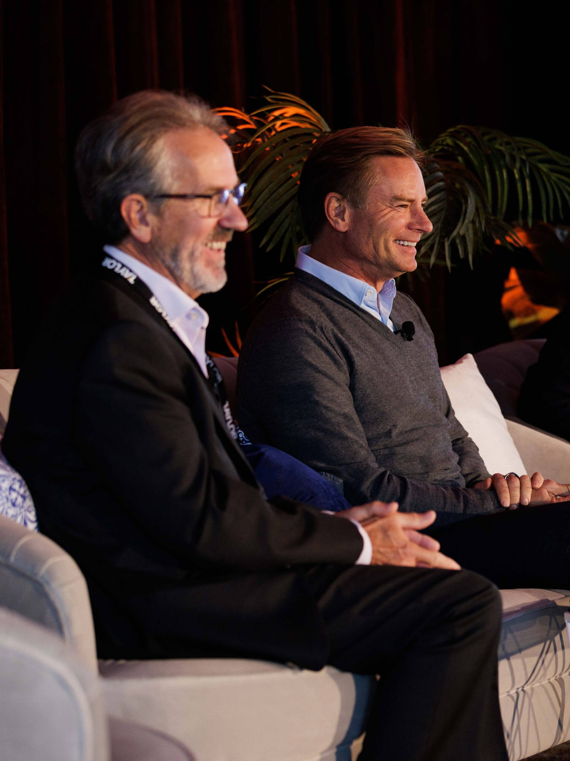 10 annual staff conference clive and mark smiling on couch during staff qa